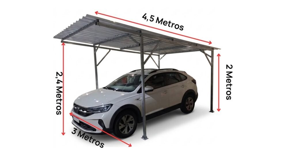 Garagem Fácil 2,5x4,5m Frontal Zincada com Telha