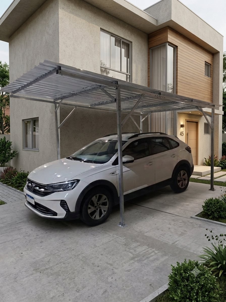 Garagem Fácil 2,5x4,5m Frontal Zincada com Telha